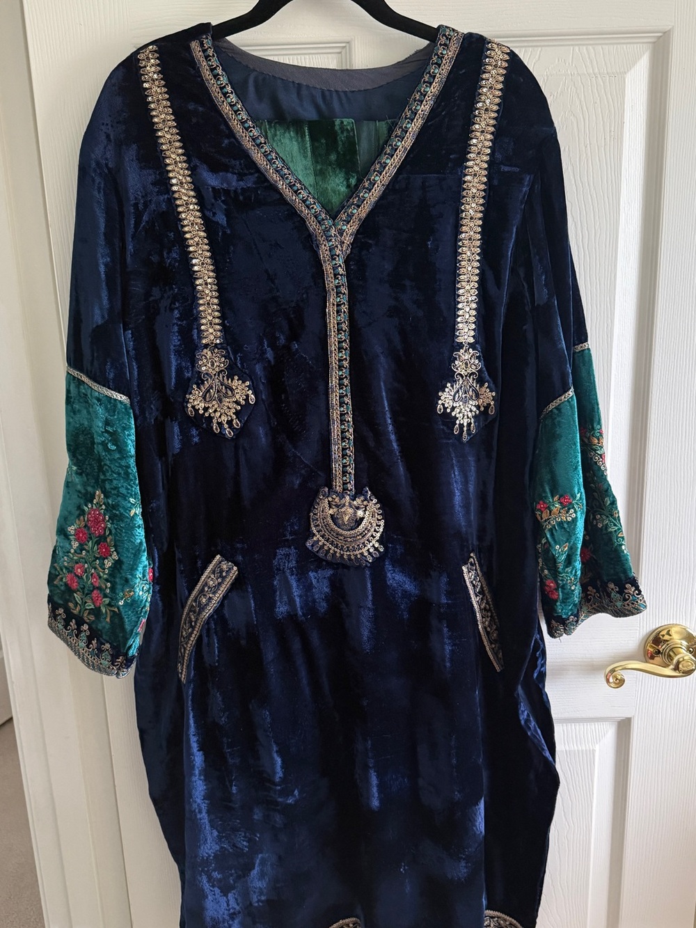 Maria B Navy Velvet Embroidered 3pc Suit Pakistani Designer
